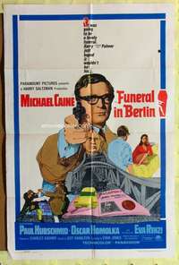 p342 FUNERAL IN BERLIN one-sheet movie poster '67 Michael Caine in Germany!