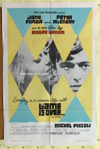 p349 GAME IS OVER one-sheet movie poster '67 Jane Fonda, Roger Vadim