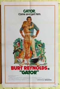 p353 GATOR one-sheet movie poster '76 Burt Reynolds, Lauren Hutton