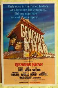 p355 GENGHIS KHAN one-sheet movie poster '65 Omar Sharif, Stephen Boyd