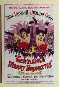 p356 GENTLEMEN MARRY BRUNETTES one-sheet movie poster '55 Jane Russell