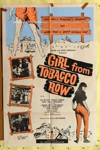 p364 GIRL FROM TOBACCO ROW one-sheet movie poster '66 sexy Tex Ritter!