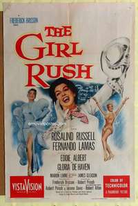p366 GIRL RUSH one-sheet movie poster '55 Rosalind Russell in Las Vegas!