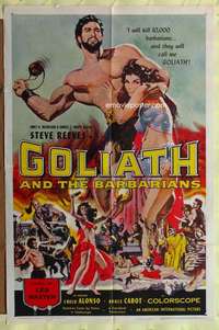 p375 GOLIATH & THE BARBARIANS one-sheet movie poster '59 Steve Reeves