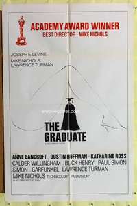 p381 GRADUATE style B one-sheet movie poster '68 Dustin Hoffman, Bancroft