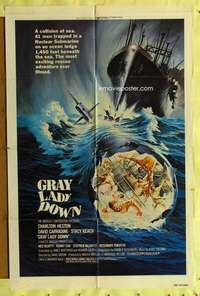 p382 GRAY LADY DOWN one-sheet movie poster '78 Charlton Heston, Carradine