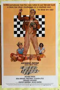 p386 GREASED LIGHTNING one-sheet movie poster '77 Richard Pryor, race car!