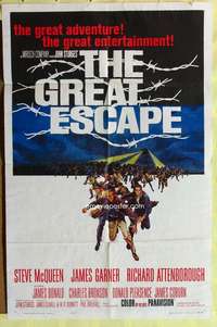 p388 GREAT ESCAPE one-sheet movie poster '63 Steve McQueen, Bronson