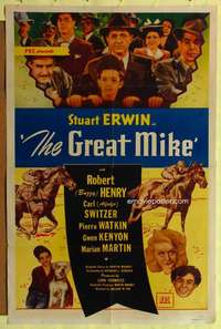p390 GREAT MIKE one-sheet movie poster '44 Alfalfa Switzer, horse racing!