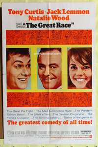 p391 GREAT RACE one-sheet movie poster '65 Curtis, Lemmon, Natalie Wood