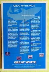 p393 GREAT WHITE one-sheet movie poster '82 great white shark facts style!