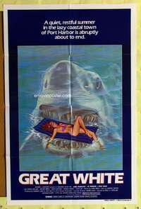 p394 GREAT WHITE style A one-sheet movie poster '82 great shark image!