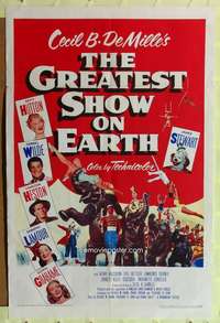 p395 GREATEST SHOW ON EARTH one-sheet movie poster '52 DeMille, Heston