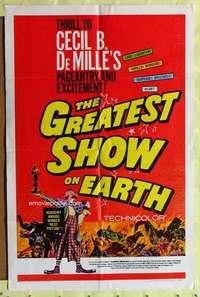 p397 GREATEST SHOW ON EARTH one-sheet movie poster R67 DeMille, Heston