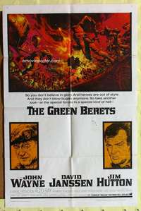 p399 GREEN BERETS one-sheet movie poster '68 John Wayne, David Janssen