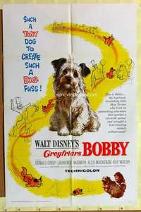 p403 GREYFRIARS BOBBY one-sheet movie poster '61 Disney Skye Terrier!