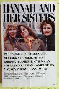 p419 HANNAH & HER SISTERS one-sheet movie poster '86 Woody Allen, Farrow