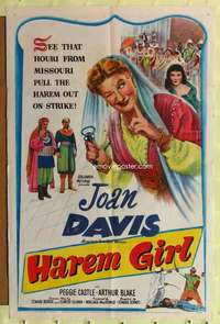 p420 HAREM GIRL one-sheet movie poster '52 Joan Davis, Peggie Castle