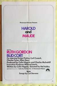 p421 HAROLD & MAUDE one-sheet movie poster '71 Ruth Gordon, Bud Cort