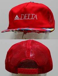 m037 DELTA red special promotional airline hat '80s airline with travel design!