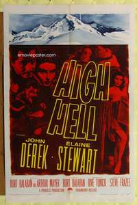 p429 HIGH HELL one-sheet movie poster '58 John Derek, Elaine Stewart