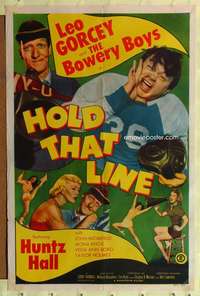 p434 HOLD THAT LINE one-sheet movie poster '52 Bowery Boys, football!
