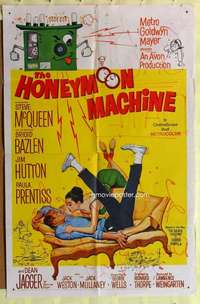 p437 HONEYMOON MACHINE one-sheet movie poster '61 Steve McQueen