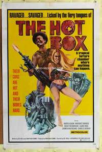 p440 HOT BOX one-sheet movie poster '72 sexploitation, babes fight back!