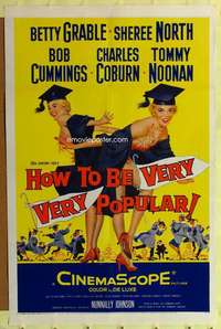 p442 HOW TO BE VERY, VERY POPULAR one-sheet movie poster '55 Betty Grable