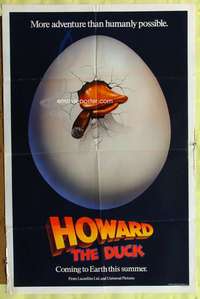 p443 HOWARD THE DUCK teaser one-sheet movie poster '86 George Lucas comic!