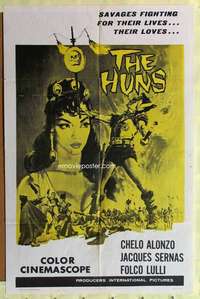 p444 HUNS military one-sheet movie poster '62 Sergio Grieco, Italian savages!