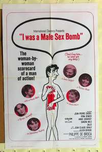 p449 I WAS A MALE SEX BOMB one-sheet movie poster '65 Phillippe de Broca
