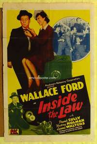 p453 INSIDE THE LAW one-sheet movie poster '42 Wallace Ford, Luana Walters