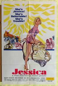 p465 JESSICA one-sheet movie poster '62 Chevalier, sexy Angie Dickinson!