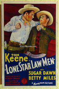 p496 LONE STAR LAW MEN one-sheet movie poster '41 Tom Keene stone litho!