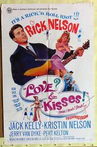 p502 LOVE & KISSES one-sheet movie poster '65 Ricky Nelson, rock & roll!