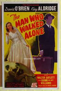 p511 MAN WHO WALKED ALONE one-sheet movie poster '45 cool image!