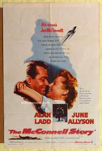 p522 MCCONNELL STORY one-sheet movie poster '55 Alan Ladd, June Allyson