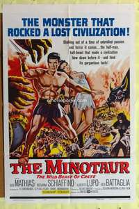p526 MINOTAUR one-sheet movie poster '61 sword & sandal, Bob Mathias