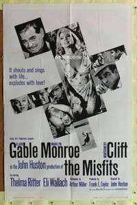 p527 MISFITS one-sheet movie poster '61 Clark Gable, Marilyn Monroe, Clift