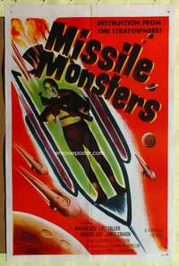 p528 MISSILE MONSTERS one-sheet movie poster '58 cool sci-fi image!