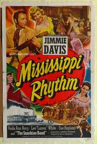 p531 MISSISSIPPI RHYTHM one-sheet movie poster '49 Jimmie Davis, riverboat!