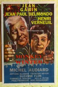 p533 MONKEY IN WINTER one-sheet movie poster '62 Jean Gabin, Belmondo