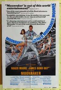 p534 MOONRAKER reviews one-sheet movie poster '79 Moore as James Bond!
