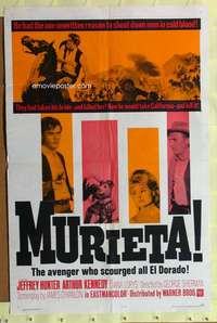 p540 MURIETA one-sheet movie poster '65 Jeffrey Hunter, Arthur Kennedy