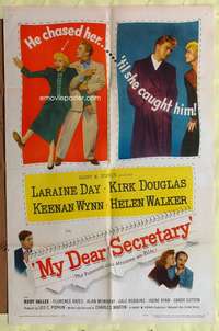 p543 MY DEAR SECRETARY one-sheet movie poster '48 Kirk Douglas, Laraine Day