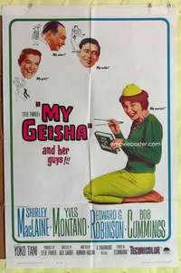 p545 MY GEISHA one-sheet movie poster '62 Shirley MacLaine, Yves Montand
