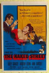 p555 NAKED STREET one-sheet movie poster '55 Farley Granger, Anne Bancroft