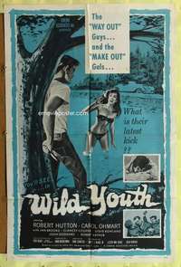 p556 NAKED YOUTH one-sheet movie poster '60 Wild Youth, real bad teens!