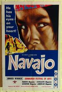 p560 NAVAJO one-sheet movie poster '52 juvenile Native American Indians!